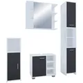 Produktbild: Mid.you Badezimmer VCM Zalo M, Schwarz, Weiß, Holzwerkstoff, 4-teilig, 120 cm, stehend, Spiegel mit Ablage, Badezimmer, Badmöbelsets & Badmöbelserien, Badmöbel-Sets
