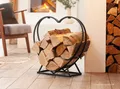 Produktbild: Kamin Holzregal Herz Kaminholz Ständer Metall Mattschwarz Schlichtes Design 55cm