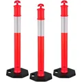 Produktbild: VEVOR Verkehrsleitpfosten Leitpfosten (114 cm) mit beschwertem Sockel & Reflektorstreifen, robuste Leitpfosten für Baustellen, Parkplätze, Absperrpfosten zur Steuerung von Menschenmengen, rot