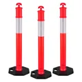Produktbild: VEVOR Verkehrsleitpfosten Leitpfosten (114 cm) mit beschwertem Sockel & Reflektorstreifen, robuste Leitpfosten für Baustellen, Parkplätze, Absperrpfosten zur Steuerung von Menschenmengen, rot