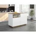 Produktbild: Kücheninsel mit 2 Türen & 1 Ablagefach aus MDF - Holzfarben & Weiß - CORELINA