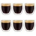 Produktbild: Creano doppelwandige Espresso-Gläser, 6er-Set 100ml, Mokkatassen, Thermo-Gläser mit Schwebe-Effekt