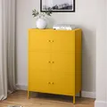 Produktbild: skølm Atriona Kommode 80 cm, mit 3 Fächern, Senfgelb, Sideboard mit 6 Türen