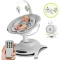 Produktbild: LIONELO Bella Elektrische Babywippe, verstellbare Rückenlehne, 5 Schaukelgeschwindigkeiten, Sicherheitsgurt, Anti-Rutsch, Schlaflieder, Fernbedie-9kg - Grau