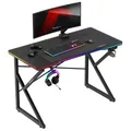 Produktbild: Huzaro Hero 1.7 | Gaming Schreibtisch LED Beleuchtung | 120x60cm | Kopfhörerhaken Getränkehalter | Kohlefaseroberfläche | Kabeldurchführung | Schwarz