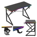 Produktbild: huzaro Hero 1.7 RGB Black | Gaming Schreibtisch mit LED Beleuchtung Computertisch | 120x60cm | Kopfhörerhaken Getränkehalter | Kohlefaseroberfläche | Kabeldurchführung | Metallkonstruktion | Schwarz