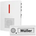 Produktbild: Böttcher-AG Türklingel weiß, drahtlos, Funk Set, bis 100m, wasserdicht, 36 Melodien und LED-Blinken