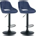 Produktbild: CLP 2er Set Barhocker Milet Samt blau/Metall matt schwarz