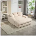 Produktbild: OKWISH Schlafsofa Modernes Schlafsofa,Loungesofa,Schlafsofa, Modernes Cord-Schlafsofa Cloud Couch, Ergonomisches Design mit 3 Kissen, 150 kg Belastbarkeit, Kein Aufbau nötig, Für Wohnzimmer, Büro & Schlafzimmer., mit Relaxfunktion beige 155 cm x 63 cm x 125 cm