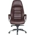 Produktbild: AMSTYLE Designer Bürostuhl Bezug Echtleder Braun Schreibtischstuhl bis 120 kg XXL Chefsessel höhenverstellbar Drehstuhl ergonomisch mit Armlehnen - Braun