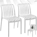 Produktbild: tectake® Gartenstühle stapelbar, Gartenmöbel Set, Balkon Möbel, Bistro Set, Sessel, Outdoor Möbel, Balkonmöbel, Terrassenmöbel - weiß, 2er Set