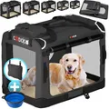 Produktbild: Faltbare Hundetransportbox XXL 90x60x66 cm mit gepolsterter Liegedecke und Trinknapf