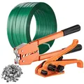 Produktbild: VEVOR Banding Umreifungsset mit Umreifungsspanner, Banding Sealer Tool, 300 m langes PET-Band, 300 Metalldichtungen, Palettenverpackungsband Umreifungsset Banding Verpackungsband zum Verpacken
