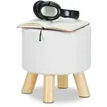 Produktbild: Relaxdays Hocker Kunstleder Weiß,Hellbraun