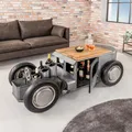 Produktbild: riess-ambiente Oldtimer Couchtisch HOT ROD 160cm Stahl Mangoholz Bartisch Flaschenhalter massiv Beistelltisch Tisch