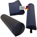 Produktbild: Promafit Massagezubehör Set 3 bestehend aus 1x Vollrolle Knierolle mit Griff 1x Lagerungsrolle Halbrolle und 1x Nackenkissen Kopfstütze für die Massageliege wasserabweisend (Marineblau)