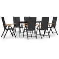 Produktbild: vidaXL 7-tlg. Garten-Essgruppe Schwarz und Braun Poly Rattan - Schwarz