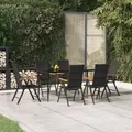 Produktbild: 7-tlg. Garten-Essgruppe Schwarz Und Braun Polyrattan Sitzgruppe