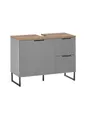 Produktbild: BEGA BBK Waschbeckenunterschrank 1 Tür, 2 Schübe, grau matt / evoke eiche - 80x60x35cm (BxHxT)