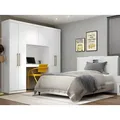 Produktbild: Bettüberbau mit 6 Türen, Kleiderschrank & Stauraum - L. 200 cm - Weiß - ANTERO
