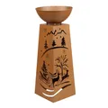 Produktbild: Dekosäule Pflanzenschale Blumenschale Gartendeko Außenlampe Pflanzsäule mit Weihnachtsmotiv, Metall Rost, Akku enthalten Timer, 1x LED warmweiß, H 59 cm