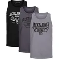 Produktbild: Jack & Jones Tanktop Bequemes Slimfit Shirt mit Printdruck (3er-Pack) mit Print grau L (52)