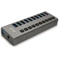 Produktbild: i-Tec USB3.0 Lade-HUB mit 10 Anschlüssen + Netzteil 48 W - Hub - 10 x SuperSpeed USB3.0 - Desktop (U3CHARGEHUB10) - Grau