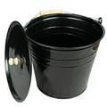 Produktbild: Zinkeimer Ascheeimer mit Deckel schwarz, Größe (12 Liter), ideale Kamin Zubehör