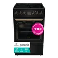 Produktbild: Gorenje Classico GECS 5B70CLB Elektrostandherd mit Glaskeramik-Kochfeld/Retro Design / 50cm / 70 Liter/Gentle Close/Schnellaufheizung/AirFry/ExtraSteam/Pizzamodus/AquaClean/schwarz