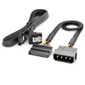 Produktbild: deleyCON 30cm 4-Pin Molex auf 15-pin SATA Kabel Set inkl. SATA-Kabel 60cm gewinkelt - SATA 3 Datenkabel 6 Gbit/s - Mainboard Festplatte HDD SSD PC Stromversorgung - Schwarz
