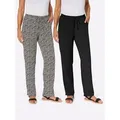 Produktbild: Schlupfhose CLASSIC BASICS, Damen, Gr. 48, Normalgrößen, schwarz-weiß (schwarz, schwarz, weiß, bedruckt), 100% Polyester, geblümt, gemustert, unifarben, lang, Hosen Schlupfhose