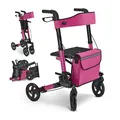 Produktbild: Juskys Rollator Vital faltbar, leicht & höhenverstellbar aus Aluminium bis 130 kg mit Sitz Lila