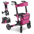Produktbild: Juskys Rollator Vital faltbar, leicht, höhenverstellbar - Sitz, Tasche - Lila