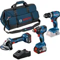Produktbild: Bosch Professional Combo Kit Set mit 3 18V-Werkzeugen: GSB 18V-45, GDX 18V-200, GWS 18V-7, 2x 5,0Ah (0615990N31)