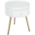 Produktbild: Homcom - Couchtisch Wohnzimmertisch mit Schublade Runder Kaffeetisch mit Holzbeinen Beistelltisch Sofatisch für Wohnzimmer 38 x 38 x 45 cm, Weiß