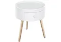 Produktbild: HOMCOM Couchtisch Beistelltisch mit Schublade, Runder Sofatisch (Wohnzimmertisch, 1-St., Beistelltisch), bis 50 kg Belastbar, Weiß, 38 x 38 x 45 cm
