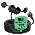 Produktbild: greate 2fach Verlängerungskabel 10 Meter aussen - Verlängerungskabel außen wasserdicht IP44-2 Fach Mehrfachsteckdose Verlängerung für Aussenbereich 10m 3500 W, Outdoor Extension Cord Waterproof