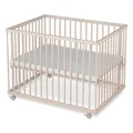 Produktbild: Sämann Laufstall Baby mit Lattenrost und Matratze | stufenlos höhenverstellbar | Laufgitter Premium | Babybett aus Holz | Krabbelgitter (natur, 75x100 cm)