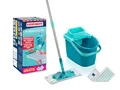 Produktbild: Leifheit Set Power CLEAN, rückenschonender Bodenwischer mit Reinigungsklingen und Wischtuchpresse, Wischmopp Set mit Eimer und 2X Mikrofaser Wischbezüge für alle Hartböden, Click-System