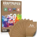 Produktbild: 50 Blatt Kraftpapier A4-300 g - 21 x 297 cm - Bedruckbar - DIN Format Naturka...