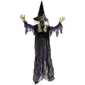 Produktbild: Outsunny Halloween Deko Outdoor 183cm Animiert Hängende Sprechende Halloween Hexe mit Leuchtenden Augen gruseligem Sound Horror Skelett Halloween-Dekoration Halloweendeko für Garten Party Hof Tür