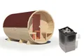 Produktbild: Chillroi Karibu Fasssauna Set naturbelassen mit Ofen 9 kW integr. Strg., Kabel, Schindeln in versch. Längen (Länge 389 cm)