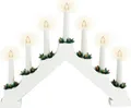 Produktbild: 3.08 Schwibbogen Holz mit 7 LED Kerzen - Adventsleuchter Kerzenbrücke - Farbe: Weiß
