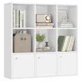 Produktbild: VASAGLE Bücherregal, 3-stöckiges Regal, offenes Aufbewahrungsregal, Standregal, 29 x 97,5 x 97,5 cm, 3 Fächer mit Türen, für Wohnzimmer, Homeoffice, Esszimmer, wolkenweiß LBC33WT