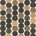 Produktbild: Rasch Tapeten 539738 aus der Kollektion Amazing-Grafische Vliestapete mit Kreisen in Schwarz und Gold auf Hintergrund in Creme-Weiß mit leichter Struktur – 10,05m x 53cm (L x B) Tapete