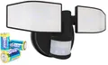 Produktbild: LED Strahler Batterie 2 Fluter-Köpfe Bewegungsmelder Schwenkbar 400 Lumen