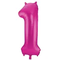 Produktbild: XL Folienballon Zahl 1 in magenta, 86 cm, 1 Stück, Helium Ballon (unbefüllt)