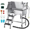 Produktbild: Vevor Hundewaschstation Aus Edelstahl, 870x488x1025 Mm Tierpflegewanne Mit Ablagetreppe, Wasserhahn, Duschkopf & Seifenhalter, Hundebadewanne, Für Mittelgroße & Kleine Haustiere (linke Tür)