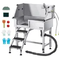 Produktbild: VEVOR Hundewaschstation aus Edelstahl, 870x488x1025 mm Tierpflegewanne mit Ablagetreppe, Wasserhahn, Duschkopf & Seifenhalter, Hundebadewanne, für mittelgroße & kleine Haustiere (Linke Tür)