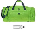 Produktbild: Sporttasche Damen Herren Trainer XL 69 cm 55 L Nassfach Reisetasche Schuhfach Sport Fitness Sauna Gym Bag Tasche sehr groß 1244 + Trinkflasche (Lime Green (grün))